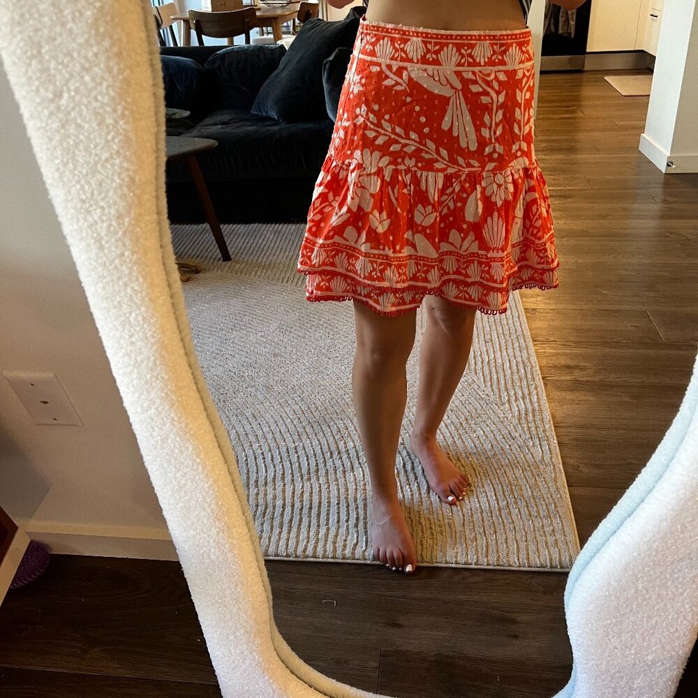 Farm Rio Orange Neon Jungle Mini Skirt